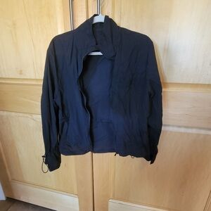 ZYIA Active Light Windbreaker Jacket Full Zip Drawstring Black Women Size M